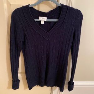Loft Navy Wool V-Neck Sweater